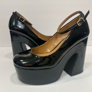Jessica Simpson Black Platform Heels Black Patent Size 7 Chunky Mary Jane